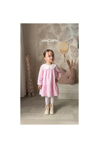 Unicornkids Keten Pembe Elbise Pembe Pembe