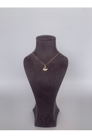 Kuğu Kolye Minimalist Kristal Taşlı Gümüş Renk Çelik Kolye Altın