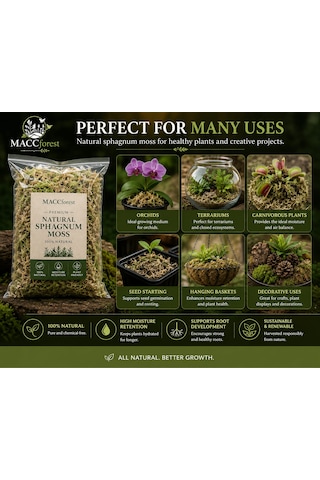 3 Litre Doğal Yosun Torfu, Lif Parça Canlı Spagnum Floor Moss Yosun, Teraryum, Orkide, Toprak Katkısı,dekor