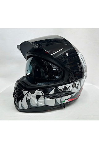 Sway Sw 868 Cannibal Black Grey Red Güneş Vizörlü Siyah Camlı