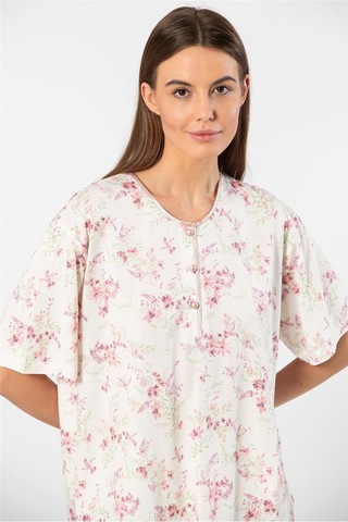 Türen 3387 Kadın Battal Çiçekli Patlı Kısa Kollu Pijama Takımı-pembe Pembe