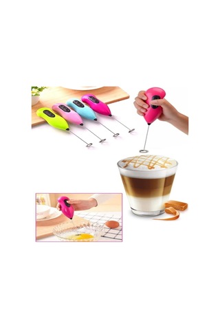 Pilli Mini Mixer Kahve Süt Köpürtücü Karıştırıcı Cappucino Mikser Çok Renkli