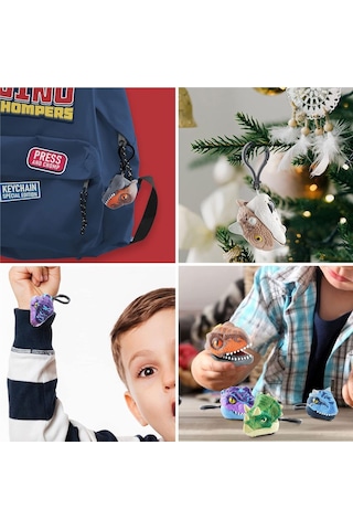 Kafeste T-rex Mini Dinozor Arabası Anahtarlık Oyuncak Çek Bırak Dinozor