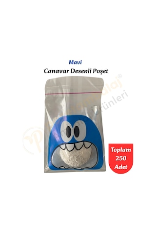 250 Adet Mavi Canavar Desenli Cake Pop & Kurabiye Poşeti-10x15 Cm