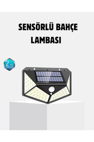Mey İthalat Güneş Enerjili 100 Led Dış Mekan Lamba Hareket Sensörlü, Uzun Süreli Şarj Solar Aydınlatma