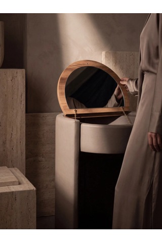 Elegance Aynalı Makyaj Aynası Masası Ve Berjer Sütlü Kahve