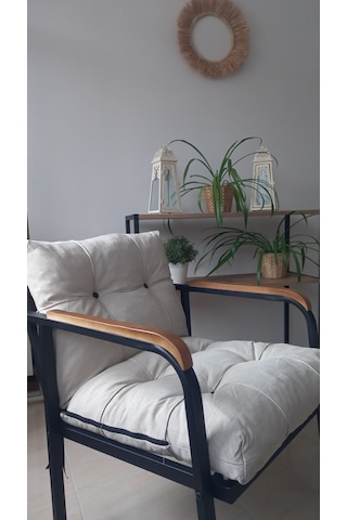 Modern Mars Balkon, Bahçe, Cafe - Salon - Metal Kanepe Koltuk Takımı - 2+1+1 + Sehpa Krem Modernsh60 Krem