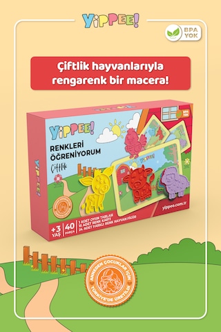 Renkleri Öğreniyorum Çiftlik Hayvanları Renk Eşleştirme Oyunu 40 Parça