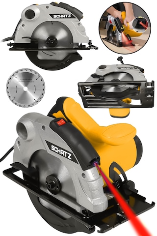 Schatz Profesyonel 1400w Metal Şanzıman Lazerli Daire Testere Bakır Sargılı Sunta Kesme Makinesi Sarı