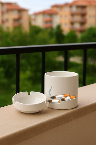 Porselen Baskılı Küllük - Duman