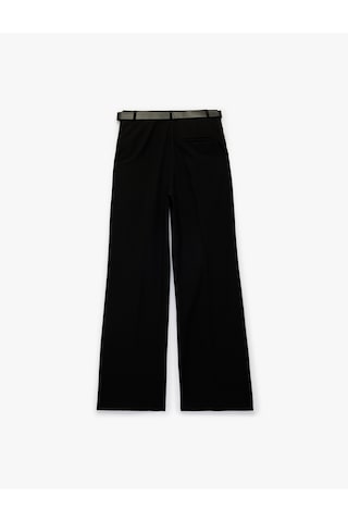 Koton Straight Fit Cepli Düz Bol Paça Kemerli Kumaş Pantolon Siyah 6sak40073ew Siyah