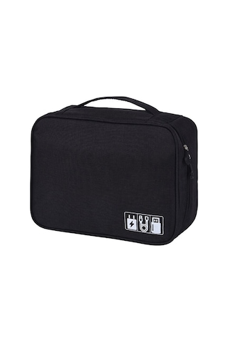 Yifomall Siyah Elektronik Aletler Çantası - Kablolar, Powerbank, Usb, Kulaklık Ve Dijital Aksesuarlar İçin Taşınabilir Depolama Çantası