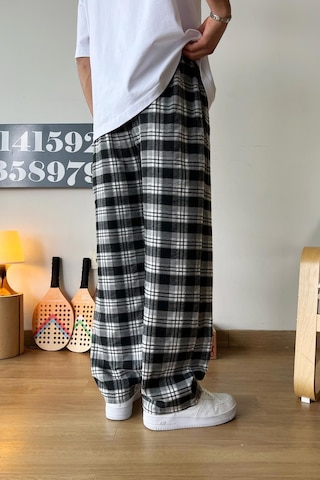 Flaw Beli Lastikli Ekoseli Pijama Gri Gri