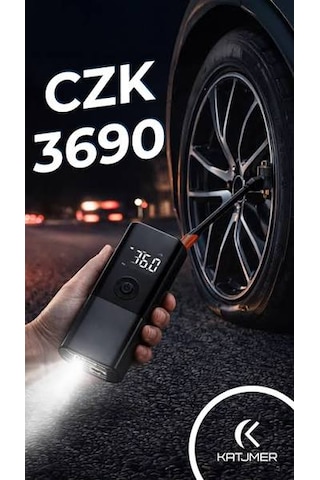 Katjmer Taşınabilir Dijital Hava Kompresörü 150 Psı Şarjlı Lastik Şişirme Pompası Powerbank Ve Led Işıklı