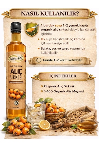 Organik Alıç Sirkesi 500 Ml Doğal Fermantasyon