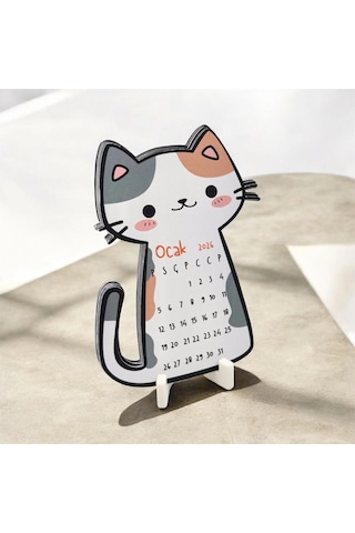 2026 Takvim - Kedi Masaüstü Takvim- Standlı Takvim