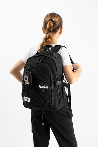 Ventis Qualty Okul Çantası Su Geçirmez Klinkır Kumaş Unisex Sırt Çantası Model 9b Siyah