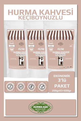 Hurma Aşkı Filtre Hurma Kahvesi Keçiboynuzlu 3 x 200 G