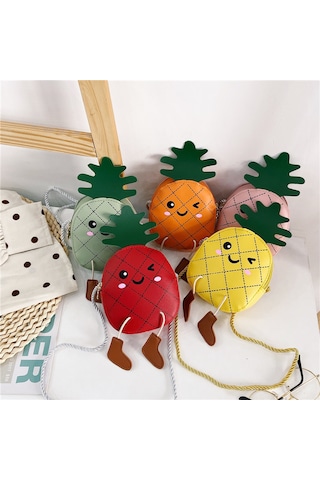 Sevimli Ananaslı Çocuk Çapraz Askılı Çanta-pembe Pembe