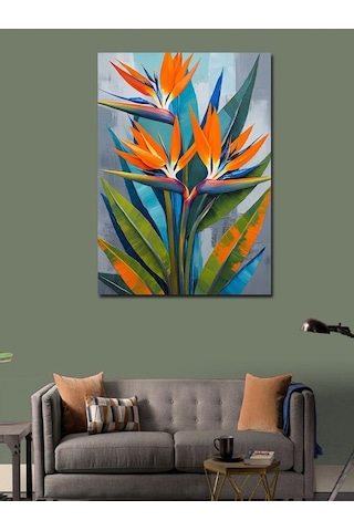Kanvas Tablo Egzotik Cennet Kuşu Çiçekleri 50cmx70cm