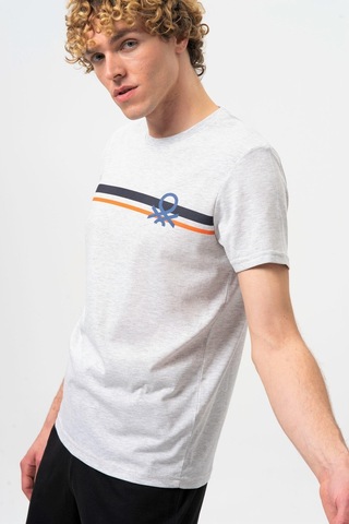 Benetton Bnt-m20478-23y Erkek T-shirt BNT-M20478-R0593 Gri Melanj