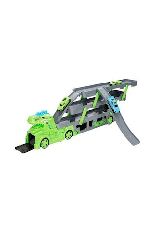 Dinazor 3 Katlı 3 Araçlı Transporter Oyun Seti Yeşil