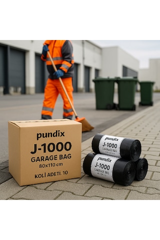 Pundix Pundıx J1000 Jumbo Boy Endüstriyel Çöp Torbası 80x110 Cm 1 Koli 10 Rulo X 10 Adet Dayanıklı, Sızdırmaz Ve Geniş Hacimli Çöp Poşeti