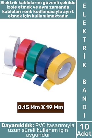 Elektrikbandı Dayanıklı Pvc Kablo İzolasyon Onarım Kısa Devre Önleme Estetik Renkli Elektrik Bandı