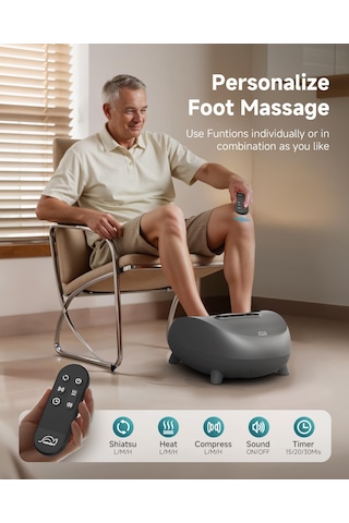 Snailax Elektrikli Ayak Masajı, Shiatsu Ayak Masajı, Isı Derin Yoğurma Silindirleri İle Plantar Fasiit İçin Sıkıştırma, Kadınlar / Erkekler İçin Hediyeler, Ayakkabı Numarası 48