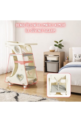 Bebek Mama Sandalyesi Eğitici Çocuk Gelişim Sandalyesi Ve Mutfak Merdiven Ve Öğrenme Kulesi