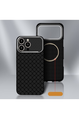 Apple iPhone Uyumlu 16 Pro Kılıf Magsafe Şarj Özellikli Premium Retro Çiçek Desenli Kamera Ve Lens Korumali Velix Sert Pc Kapak Siyah
