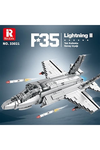 Reobrix 33021 F-35 Lightning Iı Fighter Jet Uçak Yaratıcı Yapı Blok Seti Building Blocks -1600 Parça