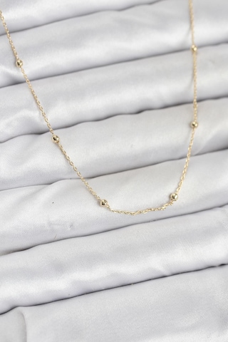 Cm 14k Gold Renk Minik Top Zincirli Kadın Kolye Çok Renkli