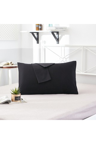 Hfambition Siyah Tek Kişilik Yastık Kılıfı, 40 Numara 13372 Saf Renk, Ev Otel İçin Dayanıklı, 48x74 Cm, 2 Adet Seti Diğer