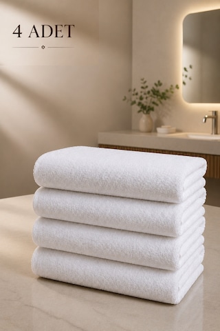 4 Adet Beyaz 50x85 Cm 200 Gram Bukle - Armür Otel El-yüz Havlusu Beyaz