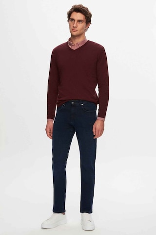 D's Damat Ds Damat Regular Fit Bordo Düz V Yaka Triko Kazak 5HF06ORT12003 Bordo