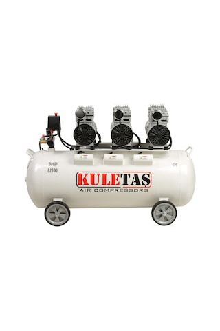 Kuletaş Hava Kompresörü Yağsız Sessiz 100 Litre Üç Motorlu 3 Hp