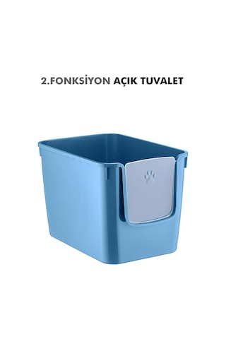 Pribor Hz-500 Xxl 3 Fonksiyonlu Açık / Kapalı Kedi Tuvaleti Ve Taşıma Çantası Mavi 56 X 40 X 43 Cm