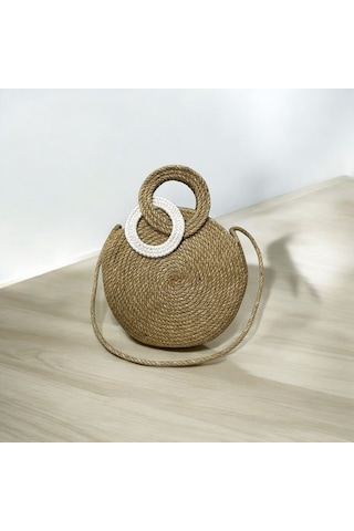 Silindir Hasır Çanta, Yuvarlak Tasarım Çanta, Silindir Omuz Çantası, Sonsuzluk Çantası