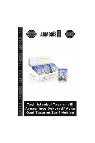 Taşlı İstanbul Tasarımı El Aynası İnce Dekoratif Ayna Özel Tasarım Zarif Hediye Çok Renkli