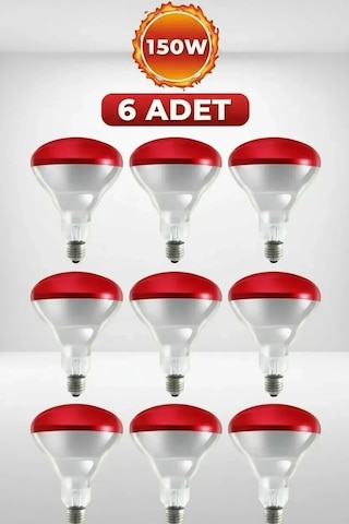 6 Adet 150w Kızılötesi Isıtıcılı Hayvan Isıtma Kuluçka Lambası Kırmızı Işık E27 Kalın Duy