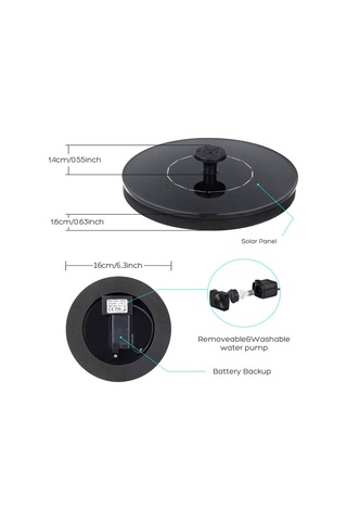 Yunboo Güneş Enerjili Sularüstü Fonten Pompa, Bahçe Ve Avlu Görseli İçin 4 Fıçı, 70cm Maksimum Yükseklik, 150l/saat Debi, Siyah 16cm Çap