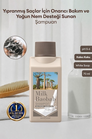 Yıpranmış Saçları Onaran Yoğun Nemlendirici Şampuan Mılk Baobab Original Shampoo White Soap Tüm Saç Tipleri