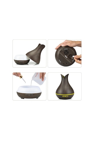Ultrasonik 500 Ml Hava Nemlendirici Buhar Makinesi Led Işıklı Kumandalı Aroma Difüzörü