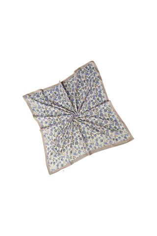 Mim Eşarp Prime Pamuk Çiçek Desenli Eşarp 90x90 Cm Krem