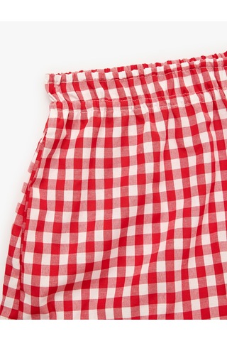 Koton Beli Lastikli Rahat Kalıp Pötikareli Şort Pijama Altı Kırmızı Ekose 6slk80064mw Kırmızı Ekoseli