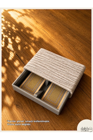 Dekoratif Oyun Kart Kutusu-iskambil Kartı Kutusu-oyun Kartı Saklama Kutusu-2 Bölmeli Zebra Desenli Kart Organizer