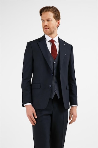 İmza Lacivert Mono Yaka Kazayağı Desen Yelekli 6 Drop Slim Fit Takım Elbise 1001255175 Lacivert
