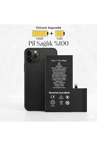 Apple iPhone 11 Pro Max Uyumlu Batarya Pil Güçlendirilmiş + Tamir Seti