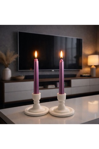 Modern Taş Tozu Dekoratif 2'li Şamdanlık Minimal & Şık Tasarım
